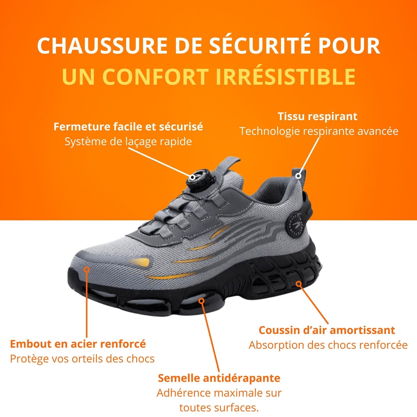 Scarpe antinfortunistiche – Leggere, antiscivolo, punta rinforzata, comfort ergonomico