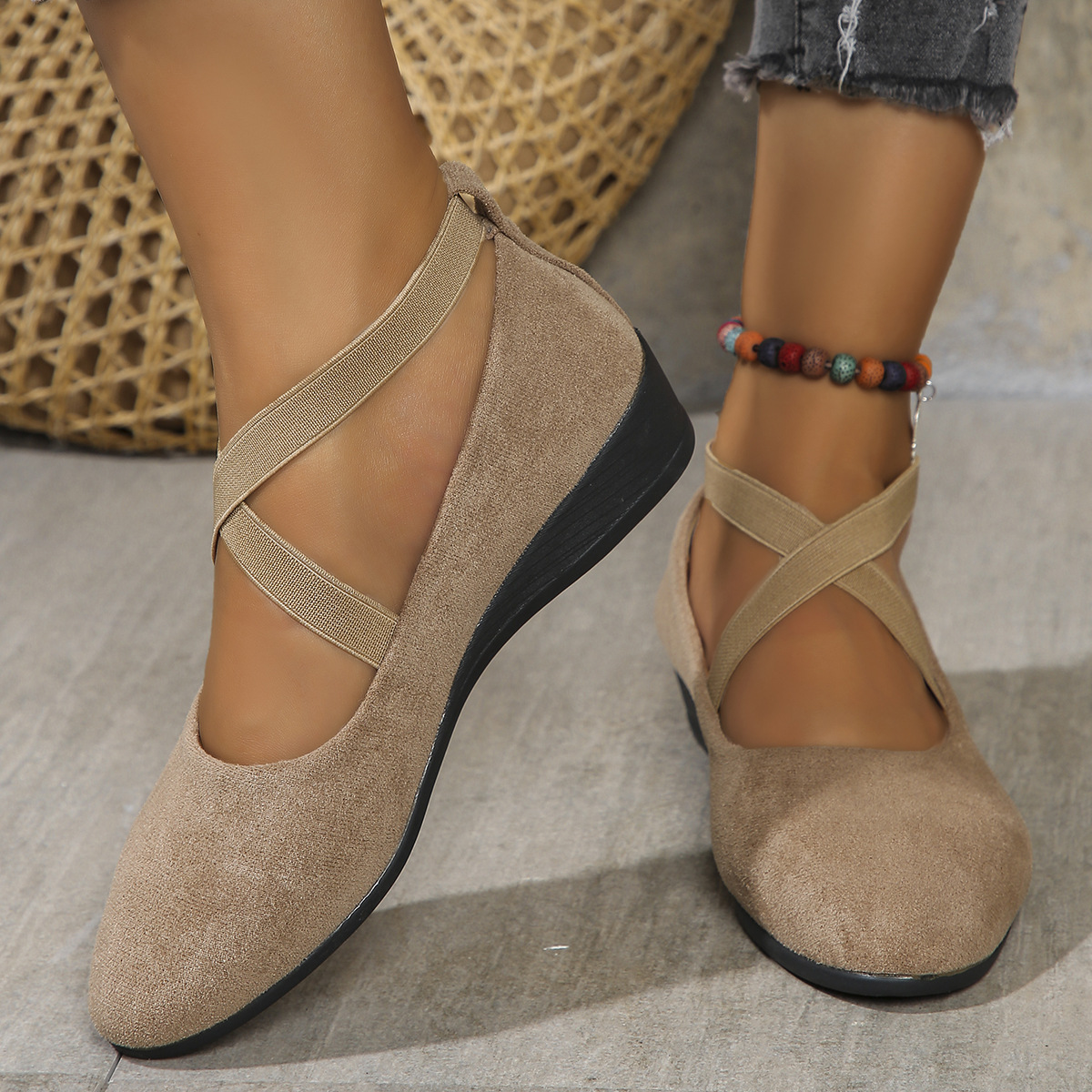 Scarpe con zeppa eleganti e comode con fascia elastica