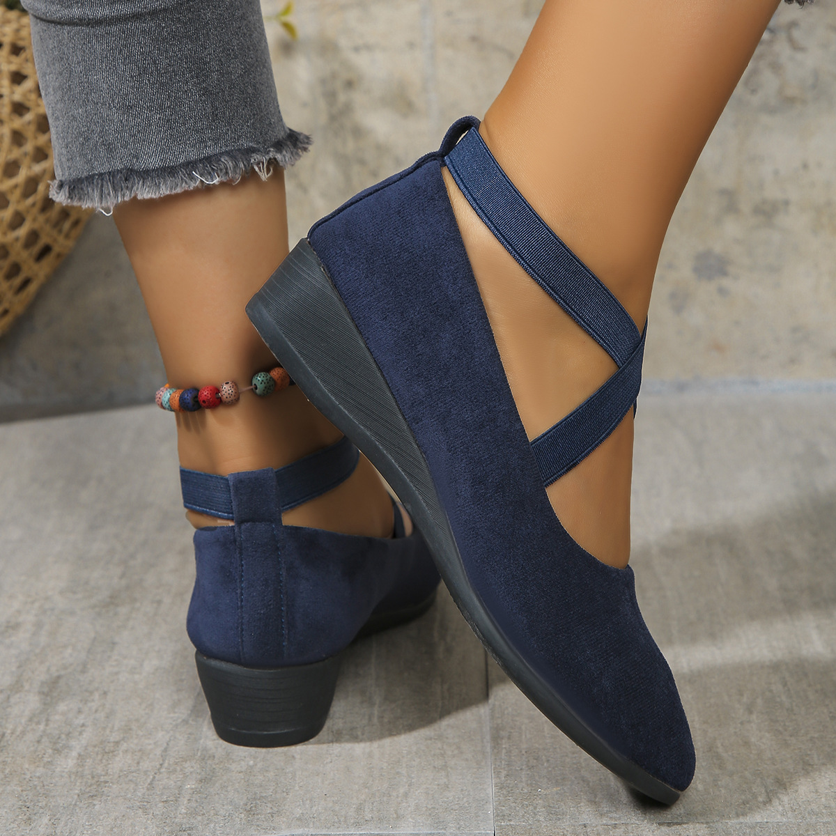 Scarpe con zeppa eleganti e comode con fascia elastica