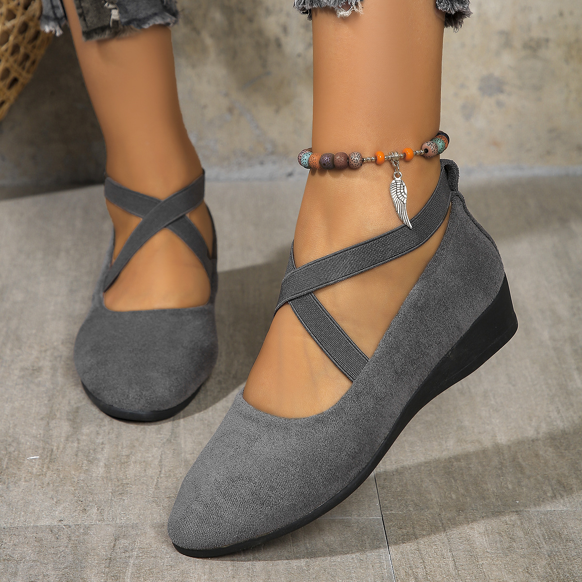 Scarpe con zeppa eleganti e comode con fascia elastica