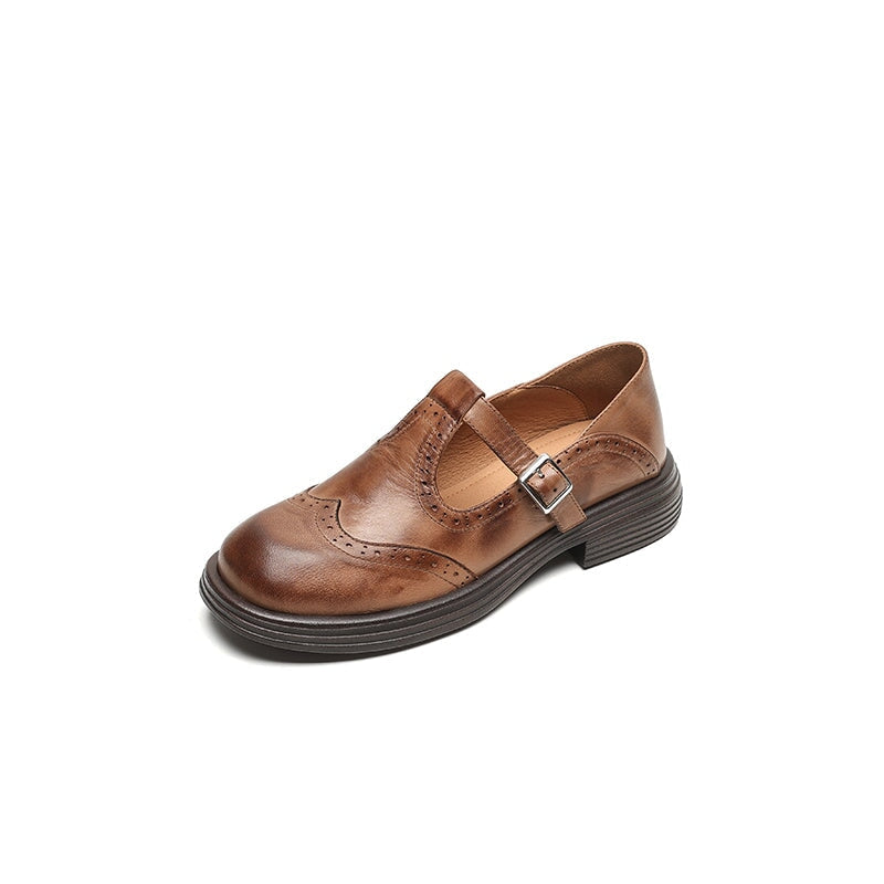Scarpe da donna con cinturino a T – Look strutturato con dettagli traforati