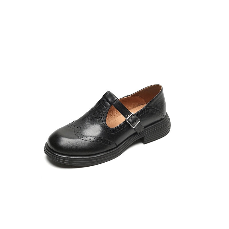 Scarpe da donna con cinturino a T – Look strutturato con dettagli traforati