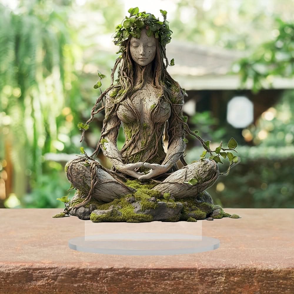 Scultura decorativa in acrilico con statua di dea bohémien 2D