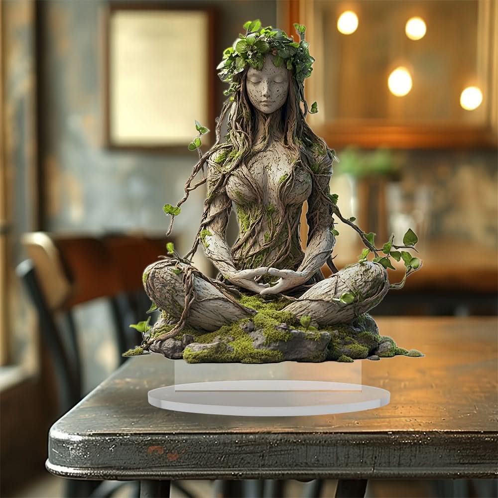 Scultura decorativa in acrilico con statua di dea bohémien 2D