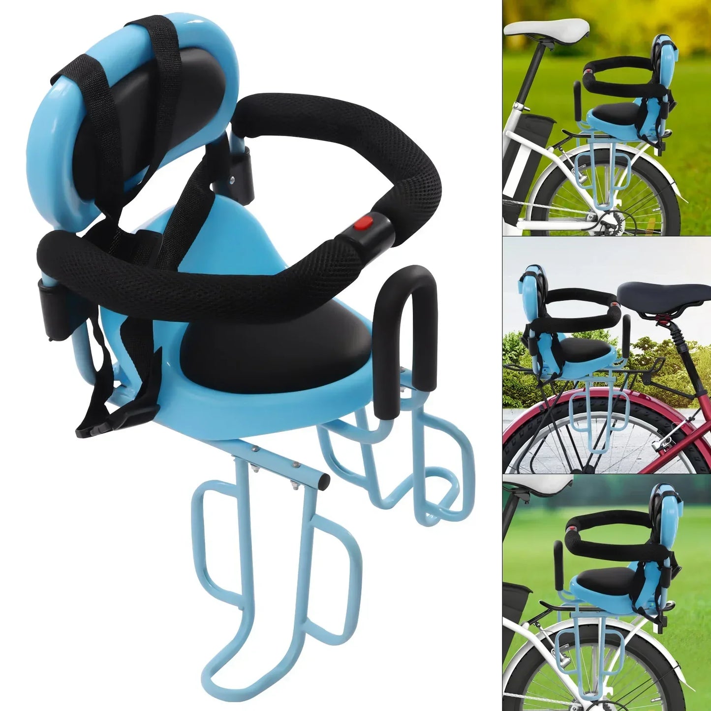 Seggiolino Bici Posteriore per Bambini con Schienale e Poggiapiedi