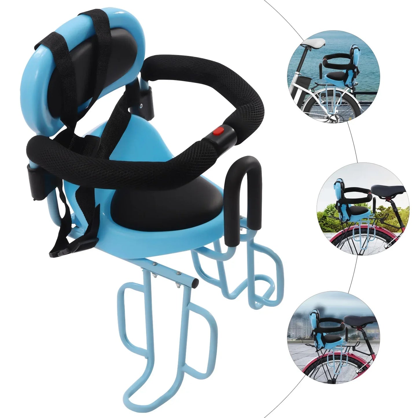 Seggiolino Bici Posteriore per Bambini con Schienale e Poggiapiedi