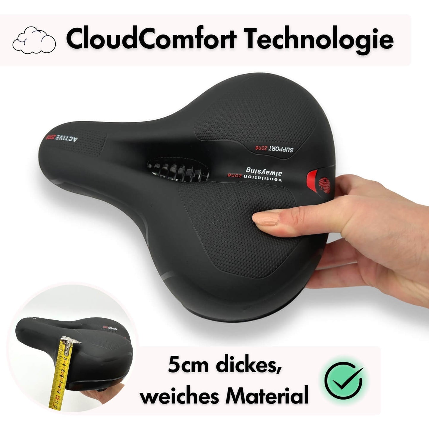 Sella per bici in memory foam con scarico della pressione - Nero