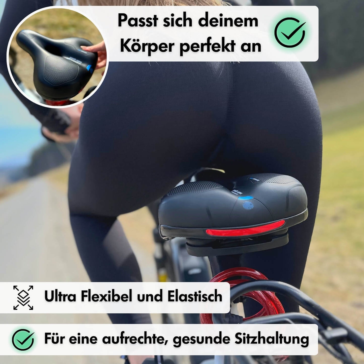 Sella per bici in memory foam con scarico della pressione - Nero