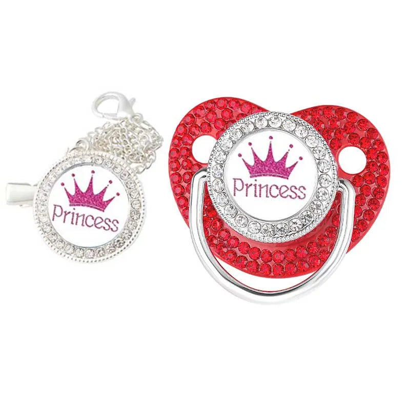 Set con succhietto e clip da neonato di lusso con corona