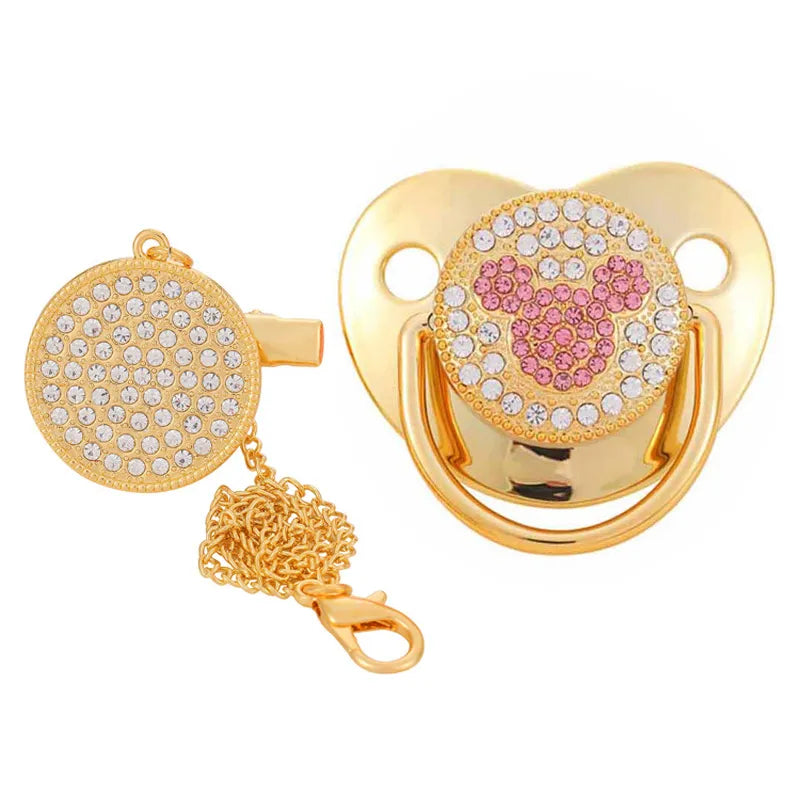 Set con succhietto e clip da neonato di lusso con corona