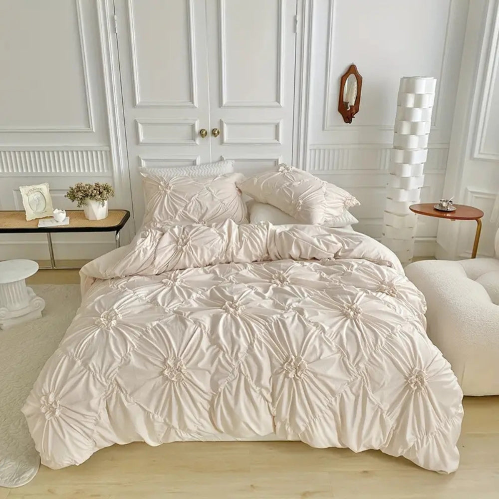 Set Copripiumino di Lusso con Motivo Pinch Pleat
