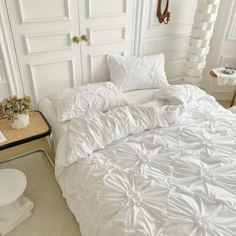 Set Copripiumino di Lusso con Motivo Pinch Pleat