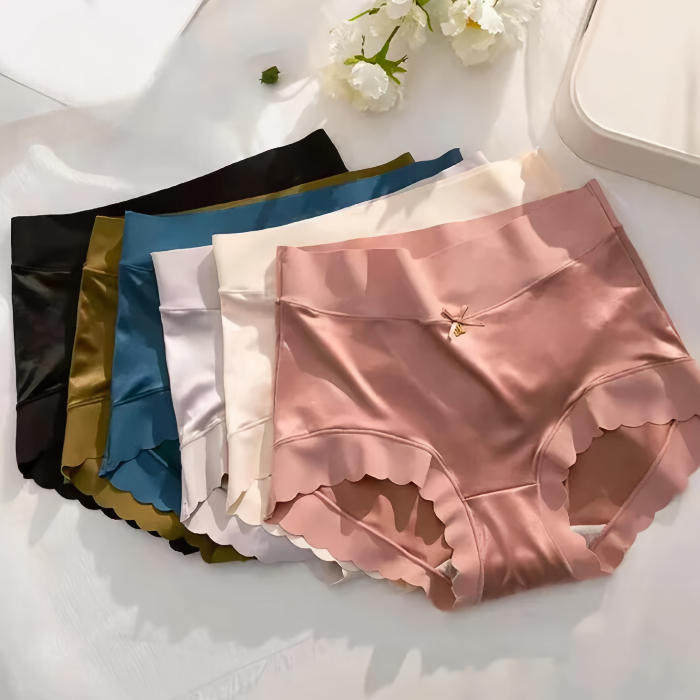 Set da 5 Pezzi Intimo Senza Cuciture Morbido in Raso
