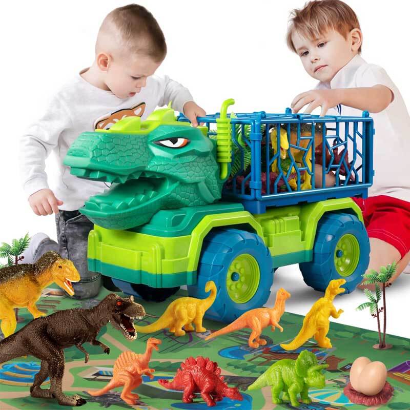 Set da Gioco per Bambini con Camion da Trasporto Dinosauro e Personaggi