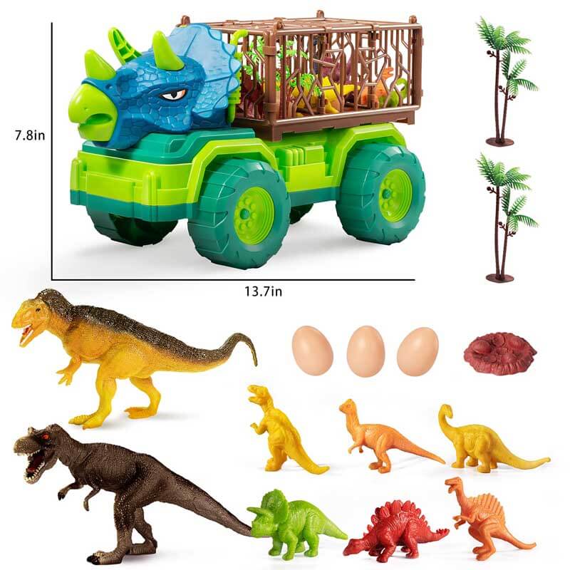 Set da Gioco per Bambini con Camion da Trasporto Dinosauro e Personaggi