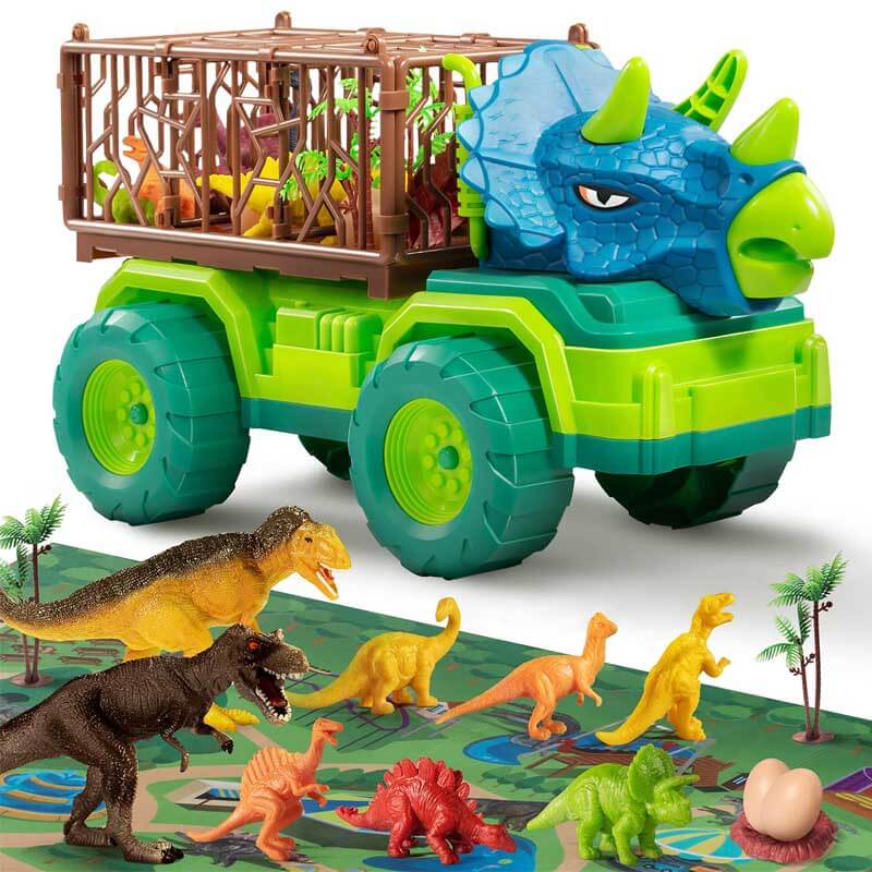Set da Gioco per Bambini con Camion da Trasporto Dinosauro e Personaggi