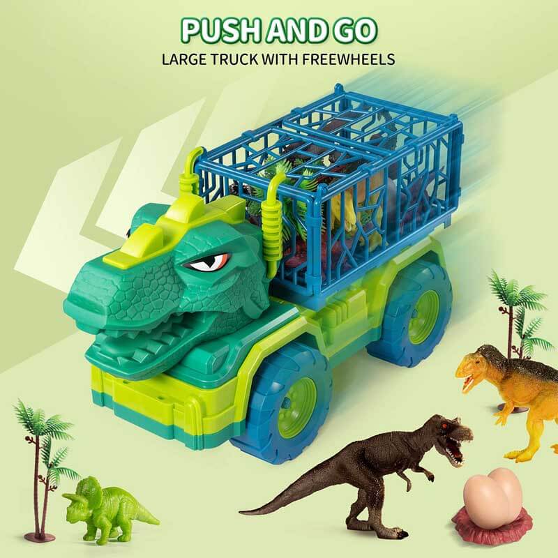 Set da Gioco per Bambini con Camion da Trasporto Dinosauro e Personaggi