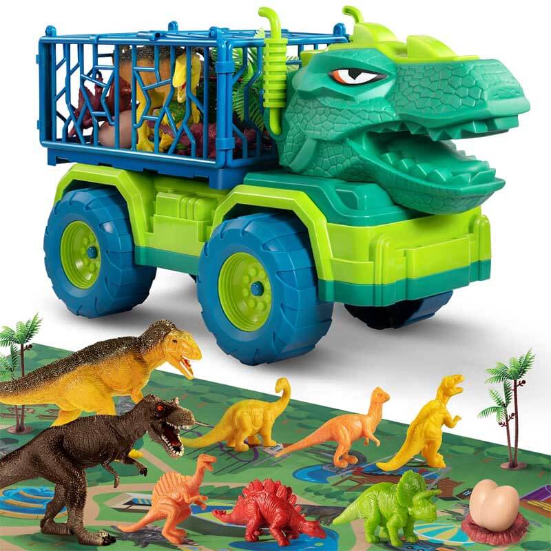 Set da Gioco per Bambini con Camion da Trasporto Dinosauro e Personaggi