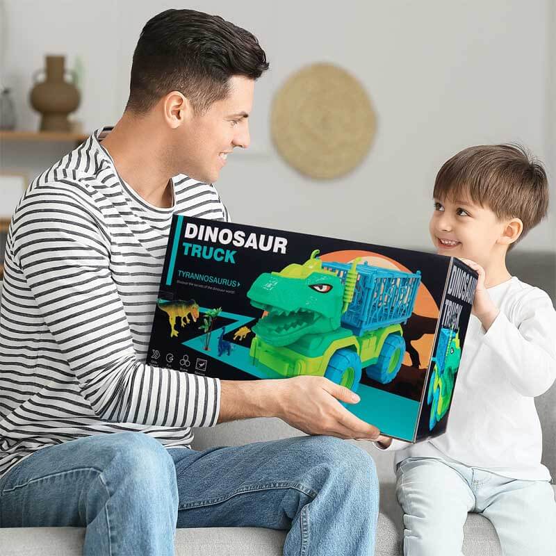Set da Gioco per Bambini con Camion da Trasporto Dinosauro e Personaggi