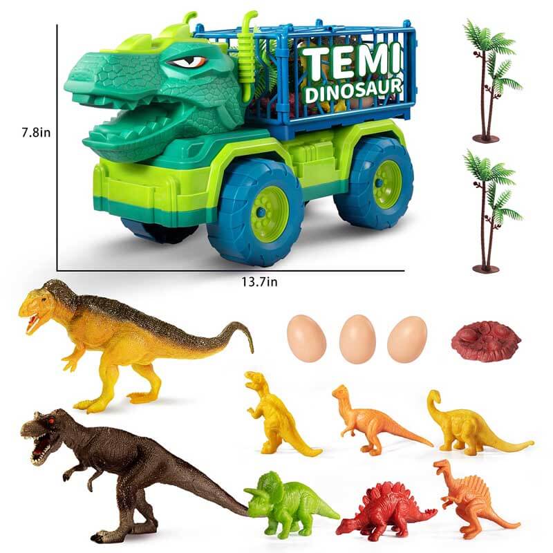 Set da Gioco per Bambini con Camion da Trasporto Dinosauro e Personaggi
