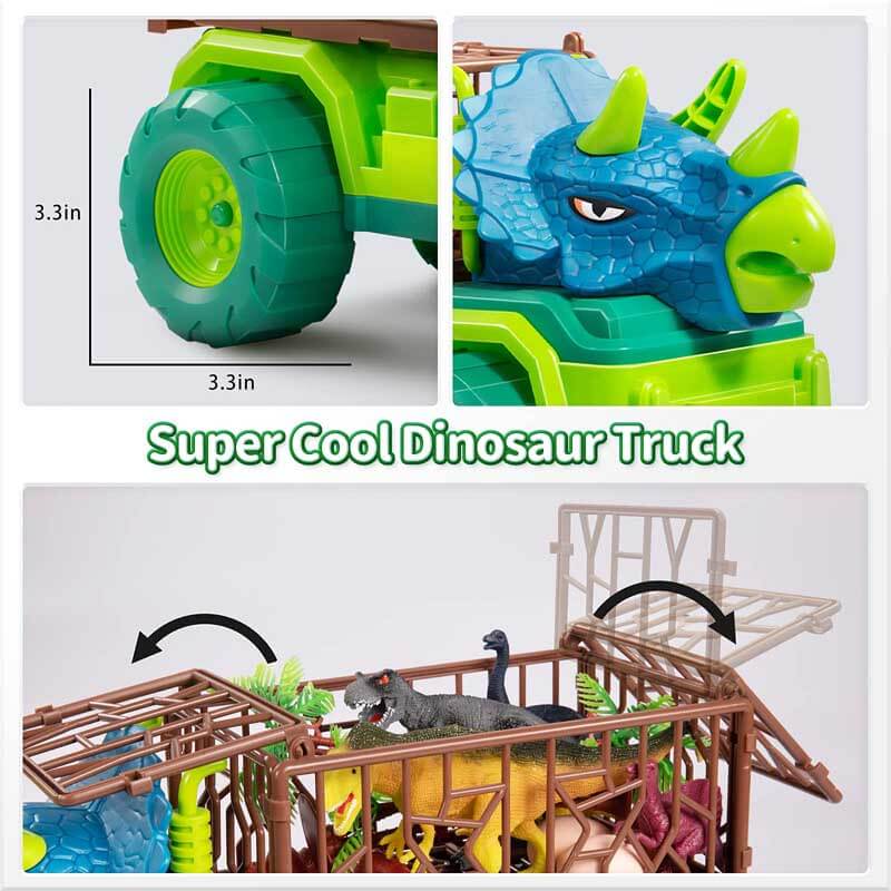 Set da Gioco per Bambini con Camion da Trasporto Dinosauro e Personaggi