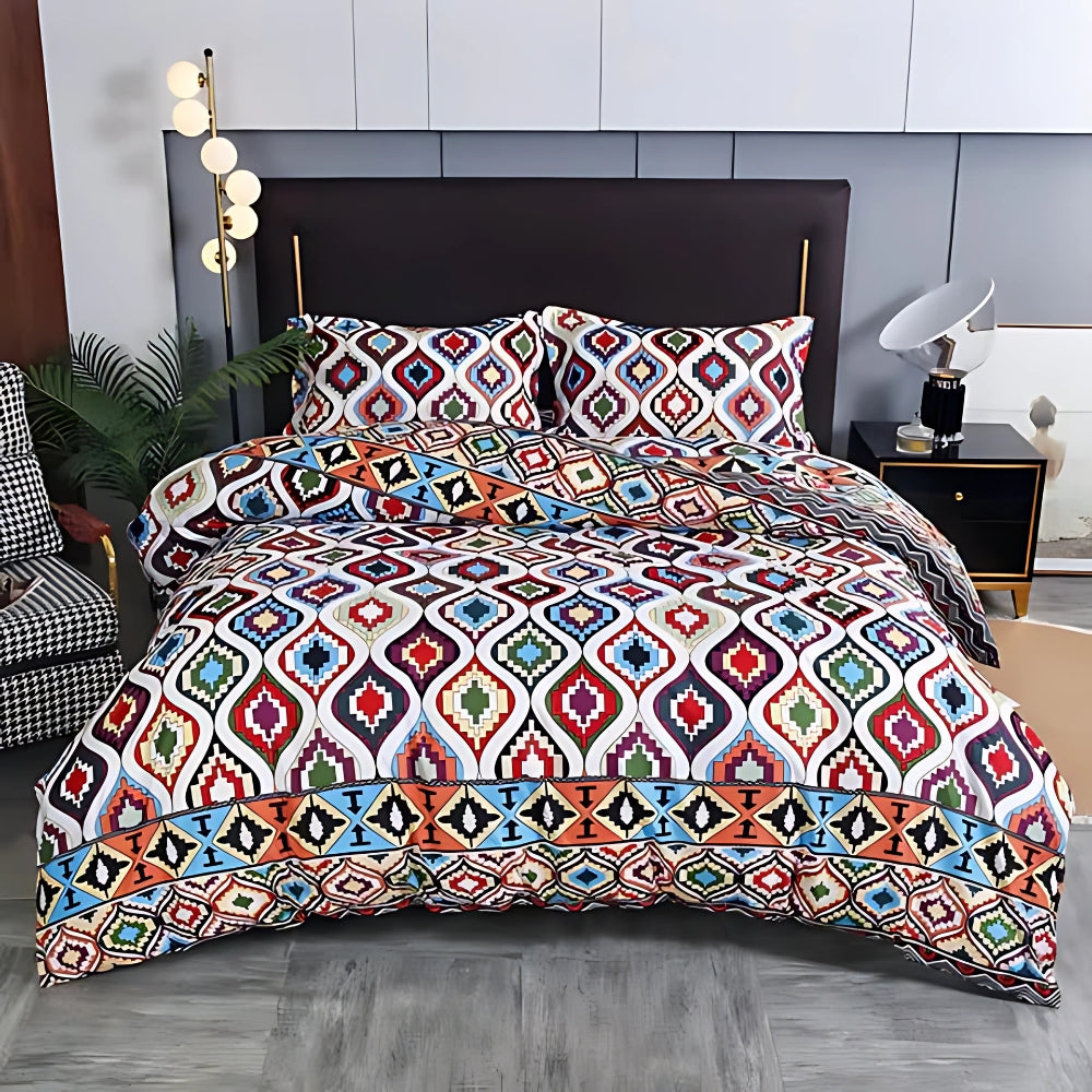 Set da letto boho con motivo tribale