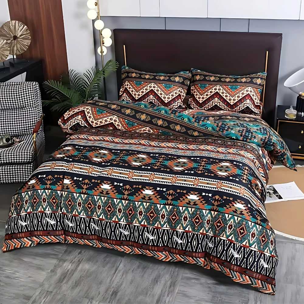 Set da letto boho con motivo tribale
