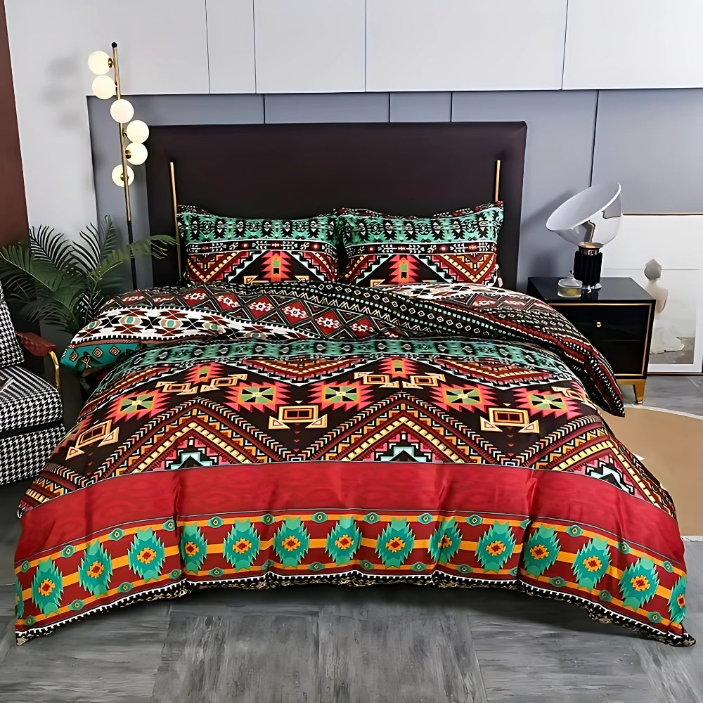 Set da letto boho con motivo tribale