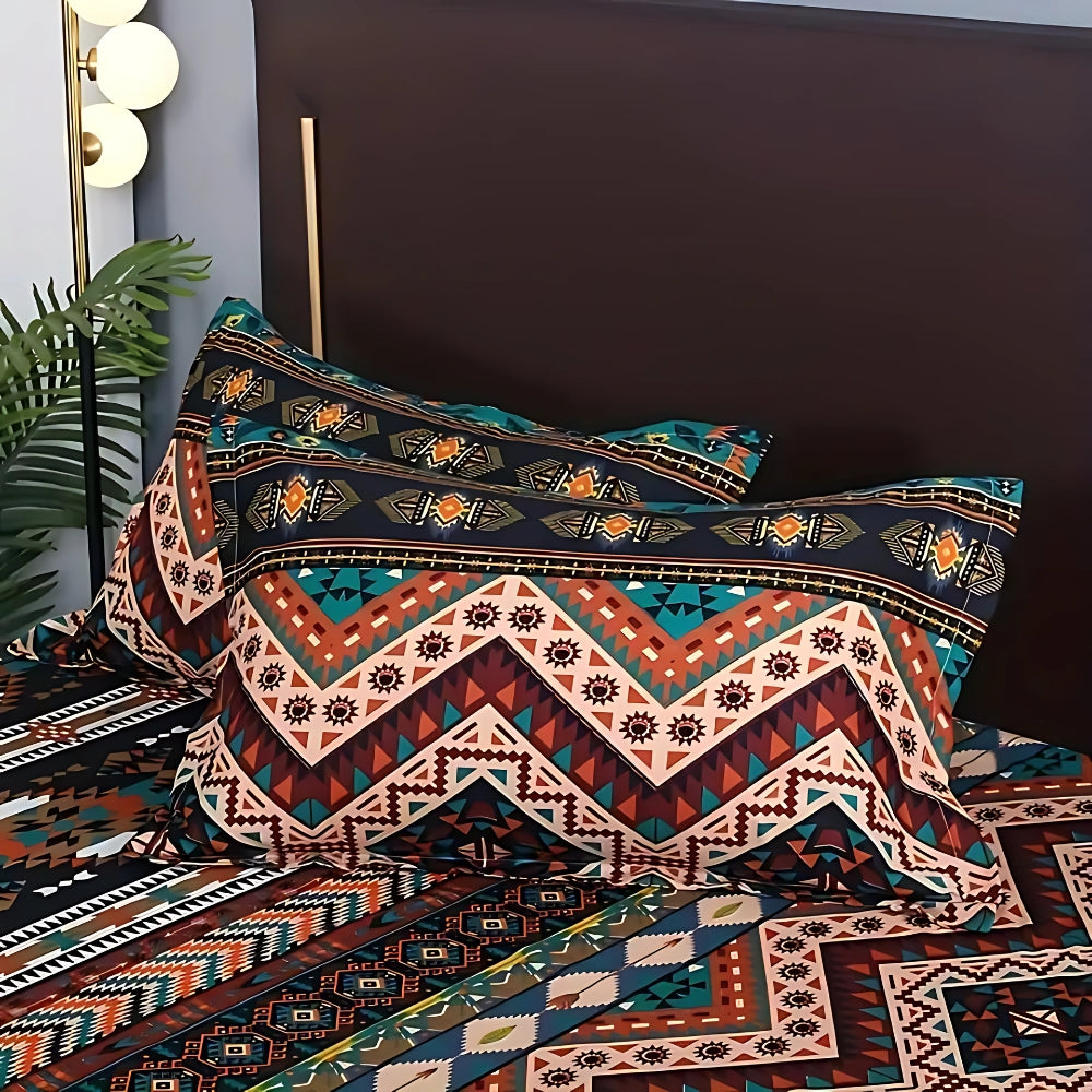 Set da letto boho con motivo tribale