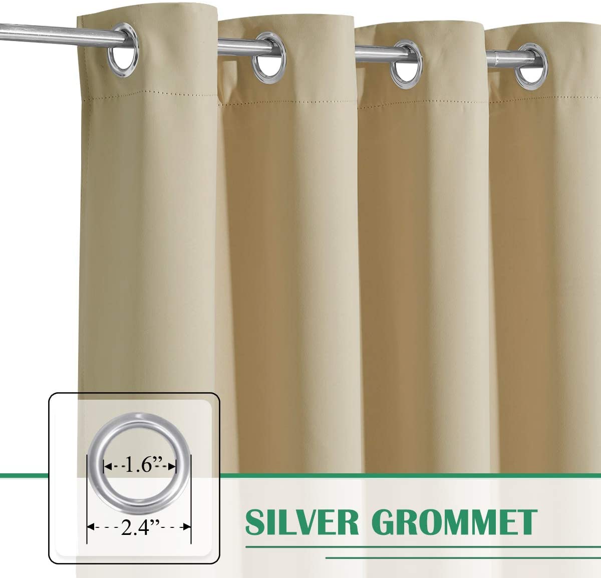 Set di 2 tende da esterno impermeabili per patio con occhielli, antivento e per la privacy