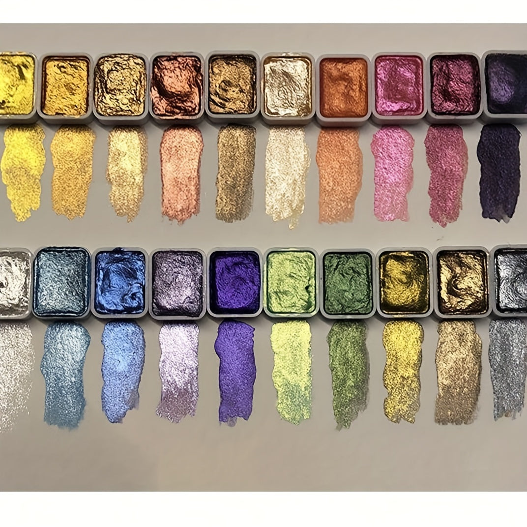 Set di Acquerelli Perlati – 20 Colori Solidi per Pittura e Calligrafia