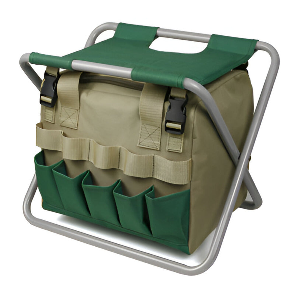 Set di attrezzi da giardinaggio da 6 pezzi con sgabello pieghevole e borsa da trasporto