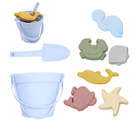 Set di giocattoli da sabbia per il mare in silicone ecologico con Secchiello