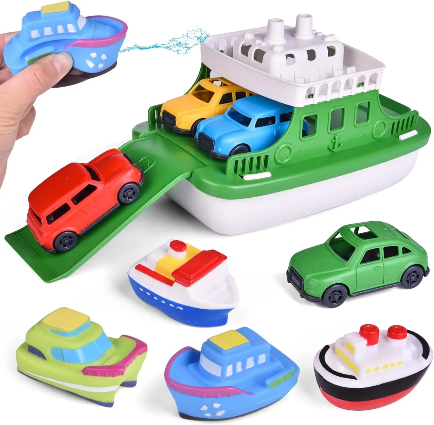 Set di giochi d'acqua da bagno per bambini - Barchette e macchinine