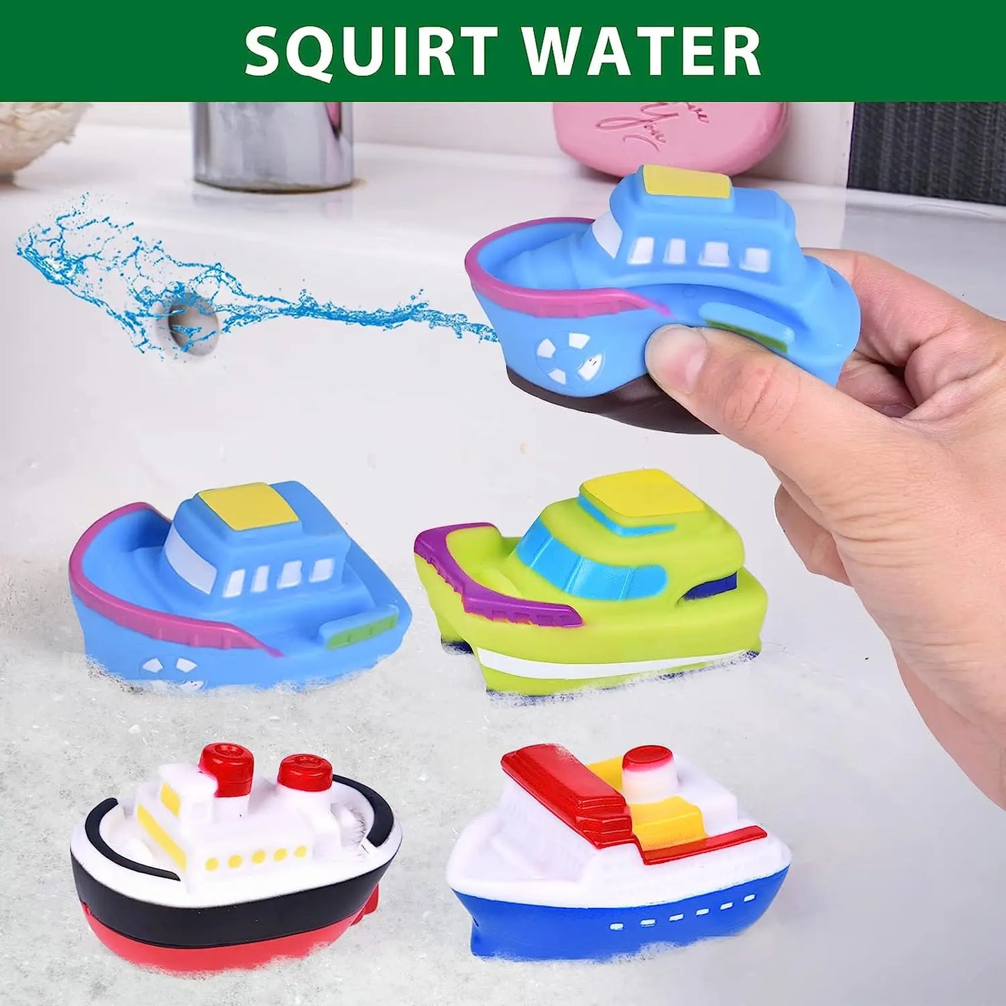 Set di giochi d'acqua da bagno per bambini - Barchette e macchinine