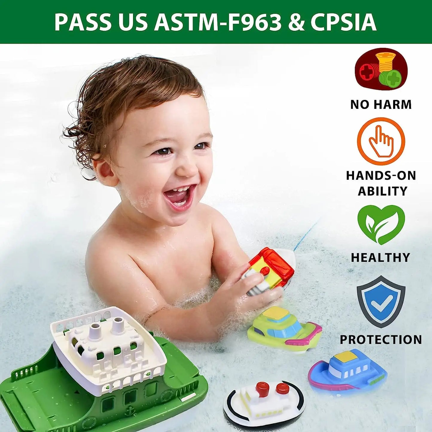 Set di giochi d'acqua da bagno per bambini - Barchette e macchinine
