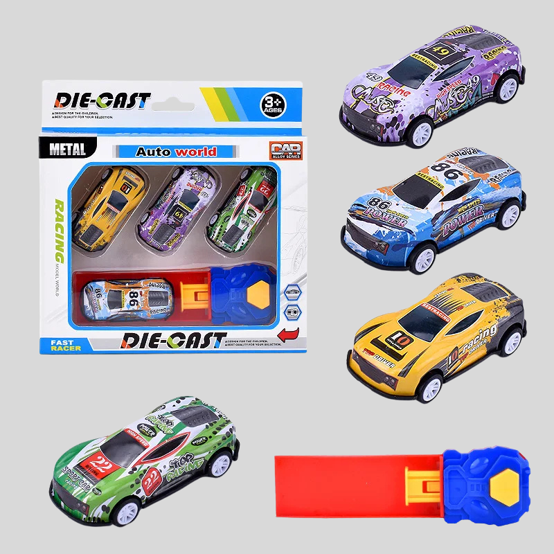 Set di Gioco con Lanciatore e Mini Macchinine da Corsa per Bambini