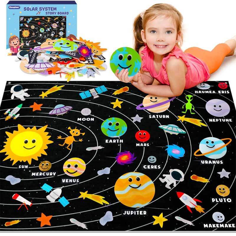 Set di Pannelli Educativi in Feltro del Sistema Solare per Bambini