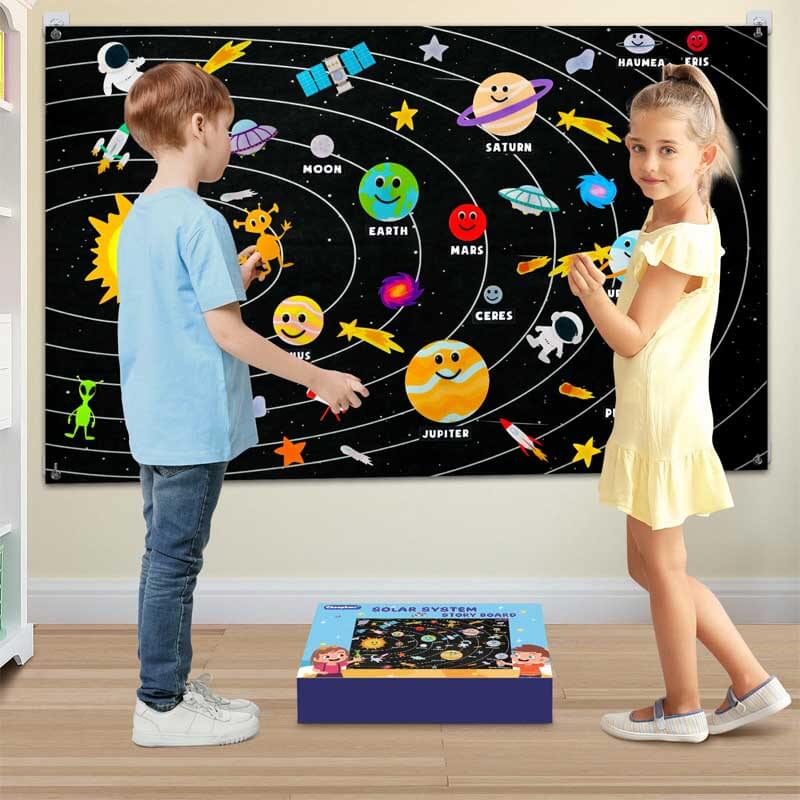 Set di Pannelli Educativi in Feltro del Sistema Solare per Bambini