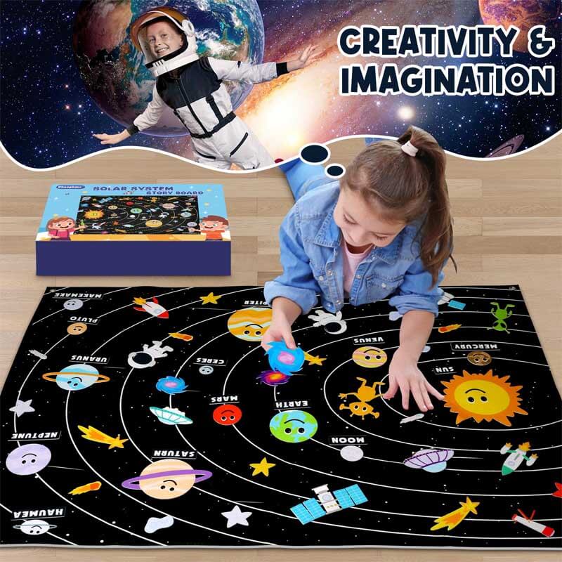 Set di Pannelli Educativi in Feltro del Sistema Solare per Bambini
