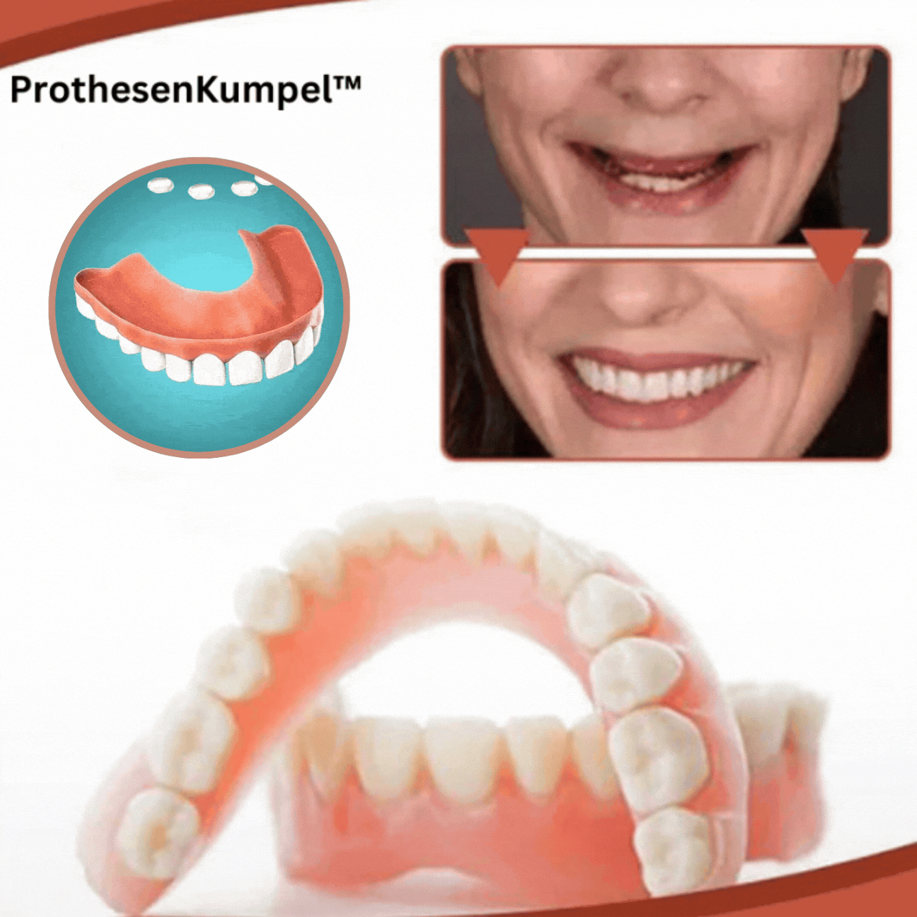 Set di protesi dentali in silicone biocompatibile per uso indolore e un sorriso naturale