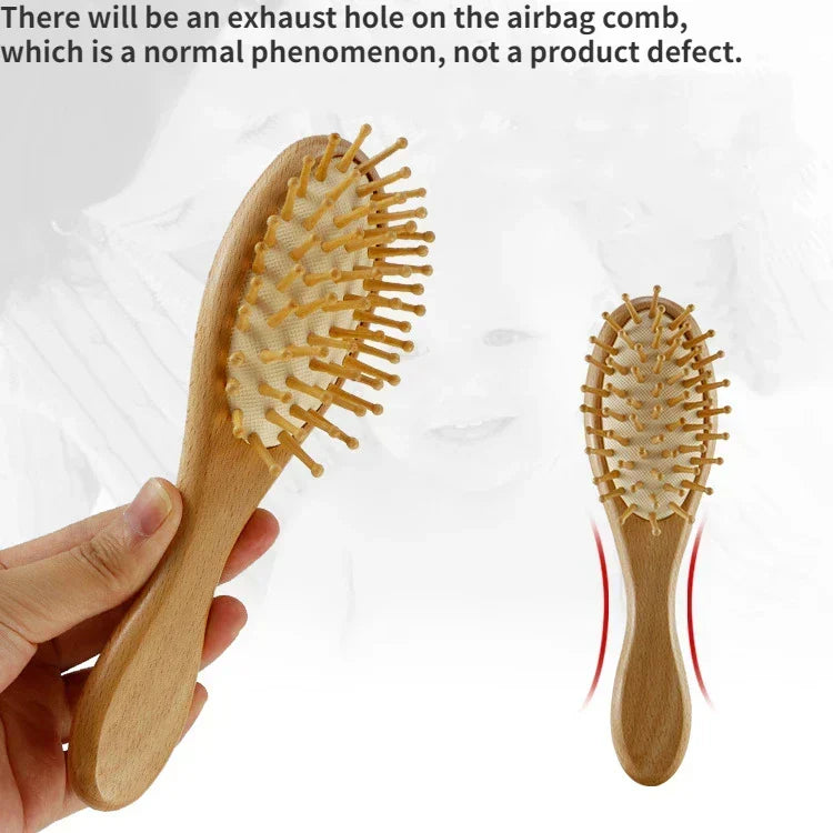 Set di spazzole morbide per capelli da neonato in legno e lana naturale