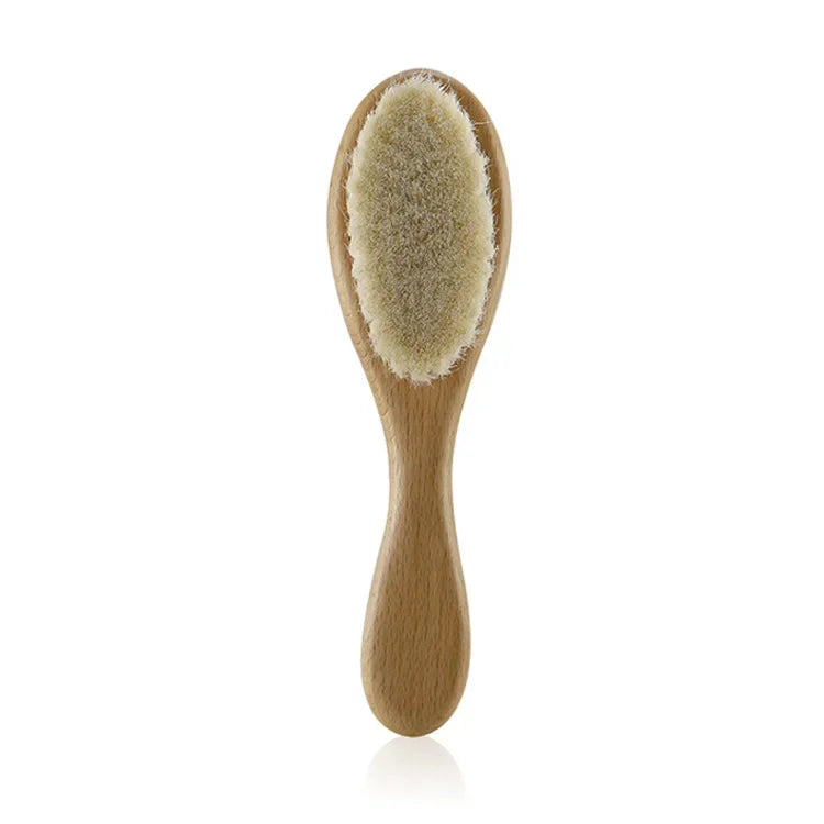 Set di spazzole morbide per capelli da neonato in legno e lana naturale