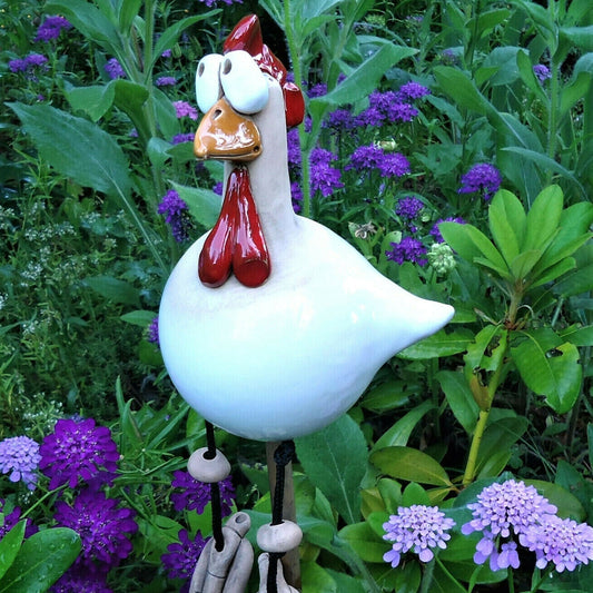 Set di statuette da giardino a forma di gallina colorate – decorazioni da esterno per prato, terrazza e balcone