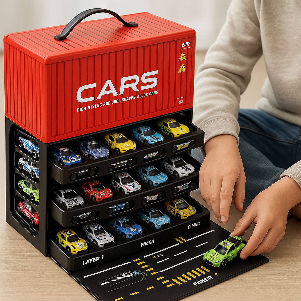 Set di super auto da corsa con pista da 48 pezzi per bambini