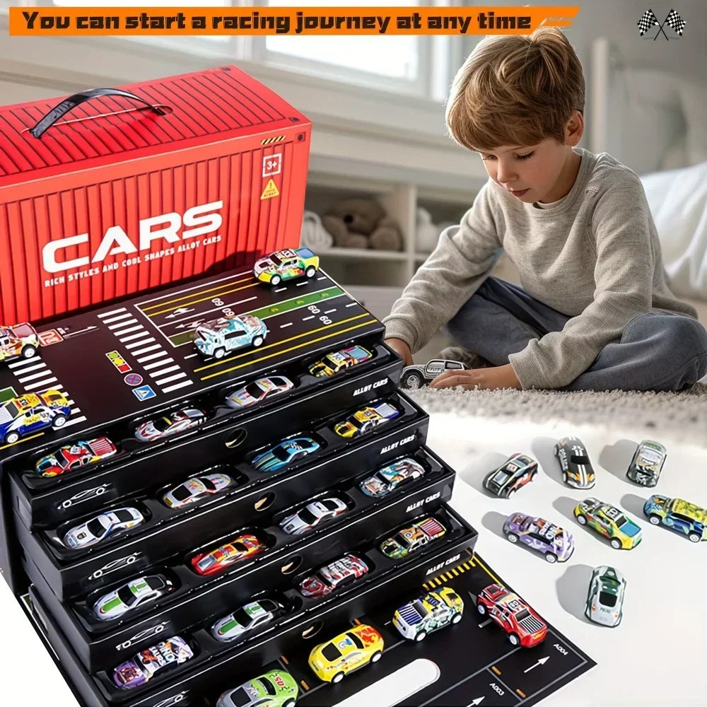 Set di super auto da corsa con pista da 48 pezzi per bambini