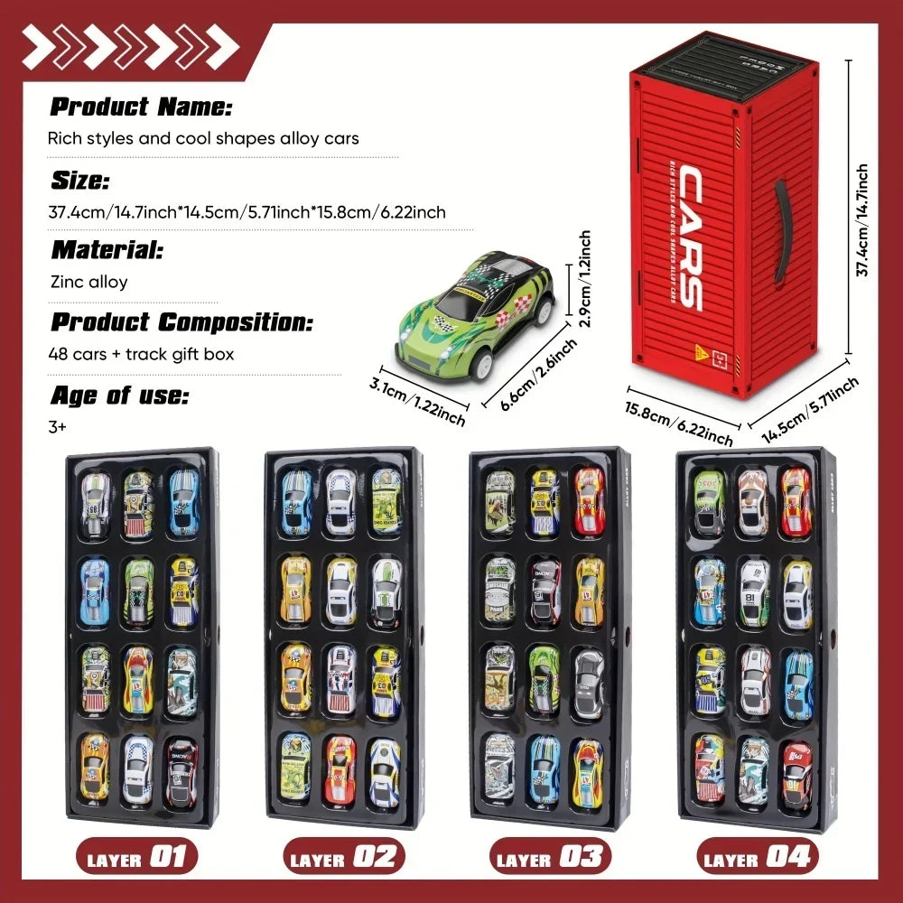 Set di super auto da corsa con pista da 48 pezzi per bambini