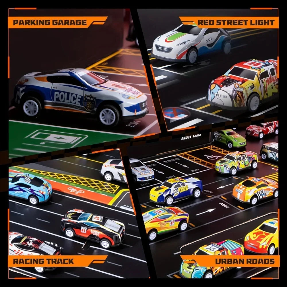 Set di super auto da corsa con pista da 48 pezzi per bambini
