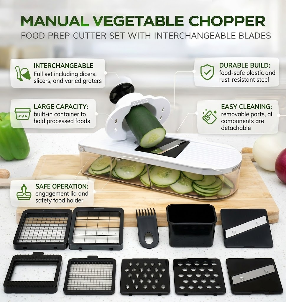 Set di taglio manuale per la preparazione di cibi e il taglio di verdure