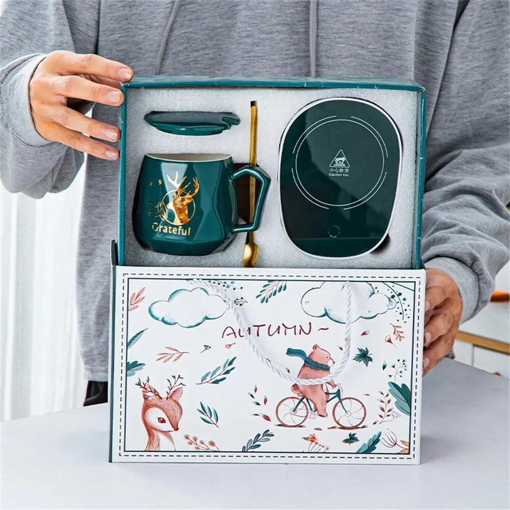 Set di tazza riscaldata innovativo – Tazza in ceramica con sottotazza riscaldante smart